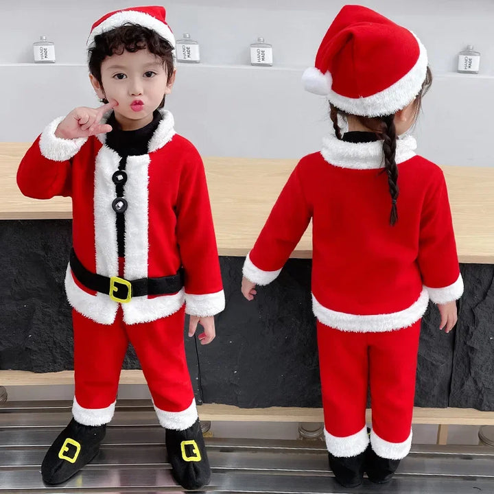 Christmas Children's Set Red New Performance Dress for Boys and Girls Baby Photography Dress Santa Claus Dress