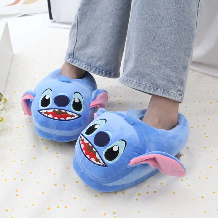 Stitch Cotton Slippers - Plush Anime Indoor Shoes for Kids & Adults