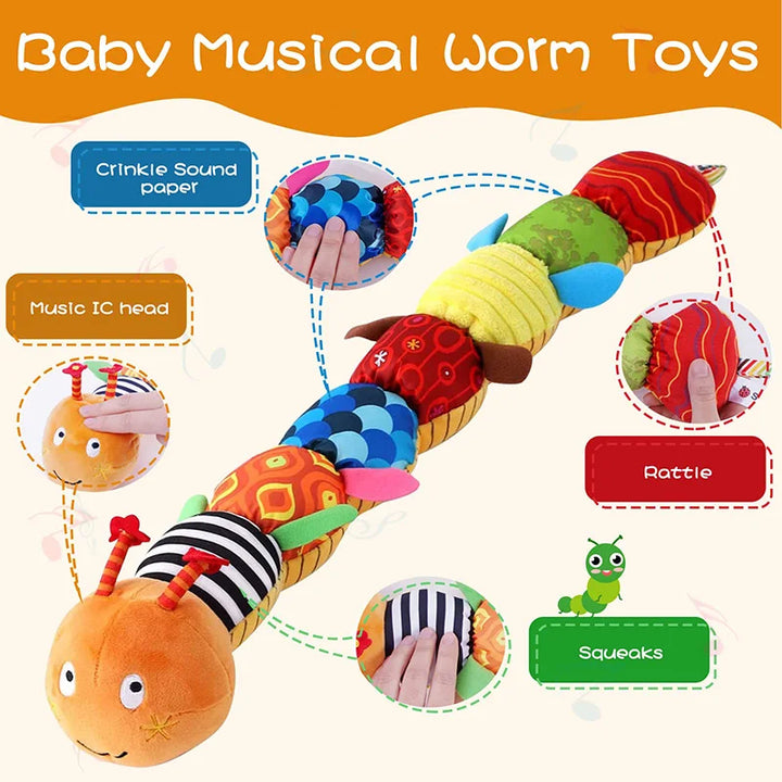 Baby Rattle Musical Caterpillar Toy - Soft Sensory Plush for Infants