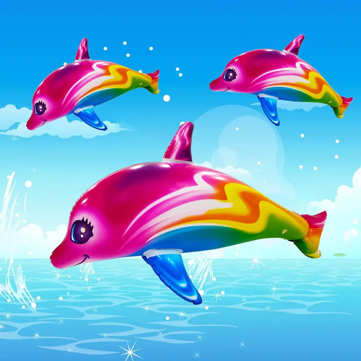 Colorful Inflatable Dolphin Pool Float - Fun Beach Toy for Kids