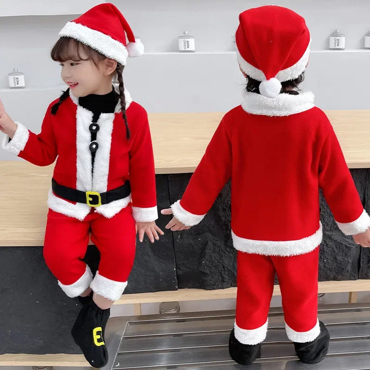 Christmas Children's Set Red New Performance Dress for Boys and Girls Baby Photography Dress Santa Claus Dress