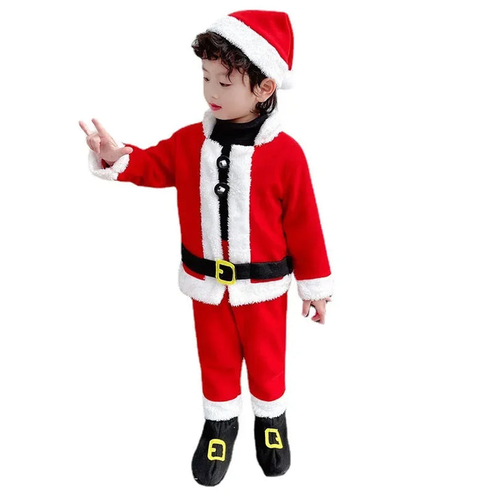 Christmas Children's Set Red New Performance Dress for Boys and Girls Baby Photography Dress Santa Claus Dress