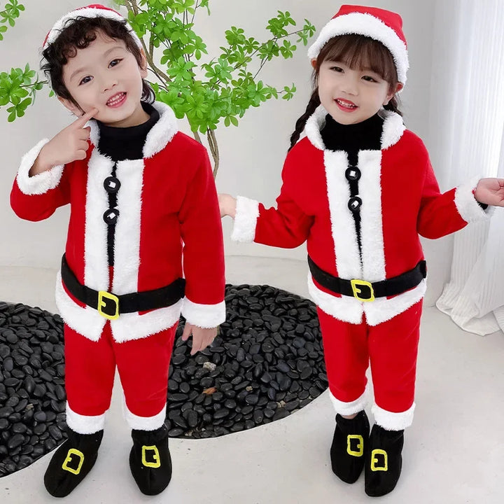 Christmas Children's Set Red New Performance Dress for Boys and Girls Baby Photography Dress Santa Claus Dress