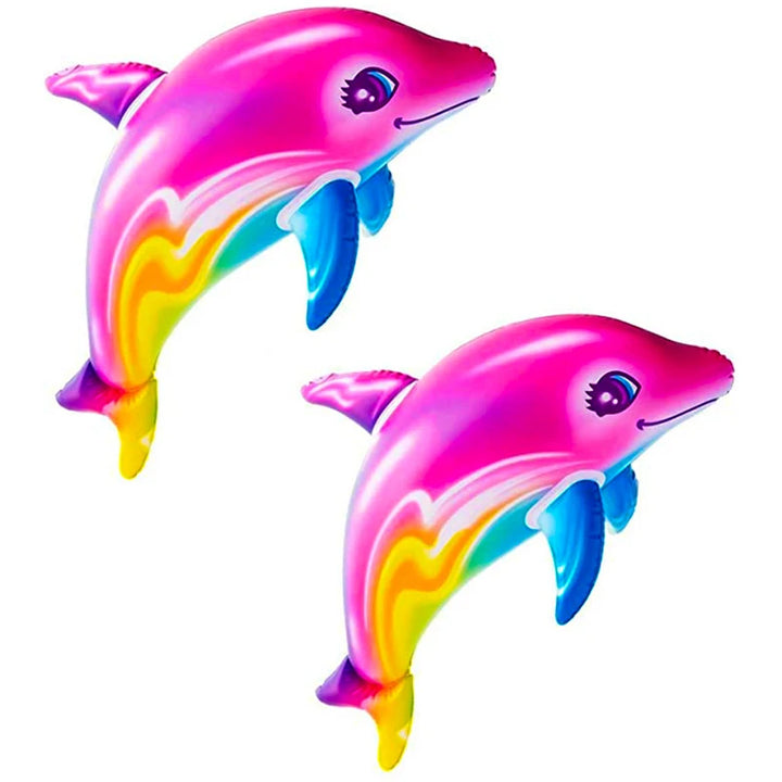 Colorful Inflatable Dolphin Pool Float - Fun Beach Toy for Kids