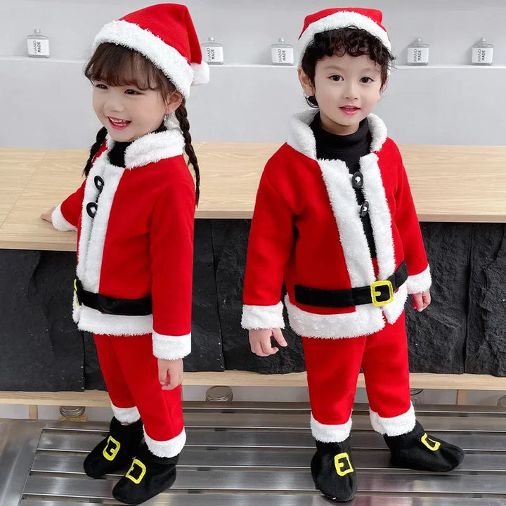 Christmas Children's Set Red New Performance Dress for Boys and Girls Baby Photography Dress Santa Claus Dress